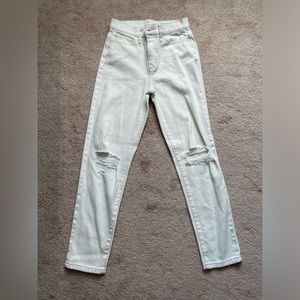 SO Brand White Ripped High Rise Straight Jeans